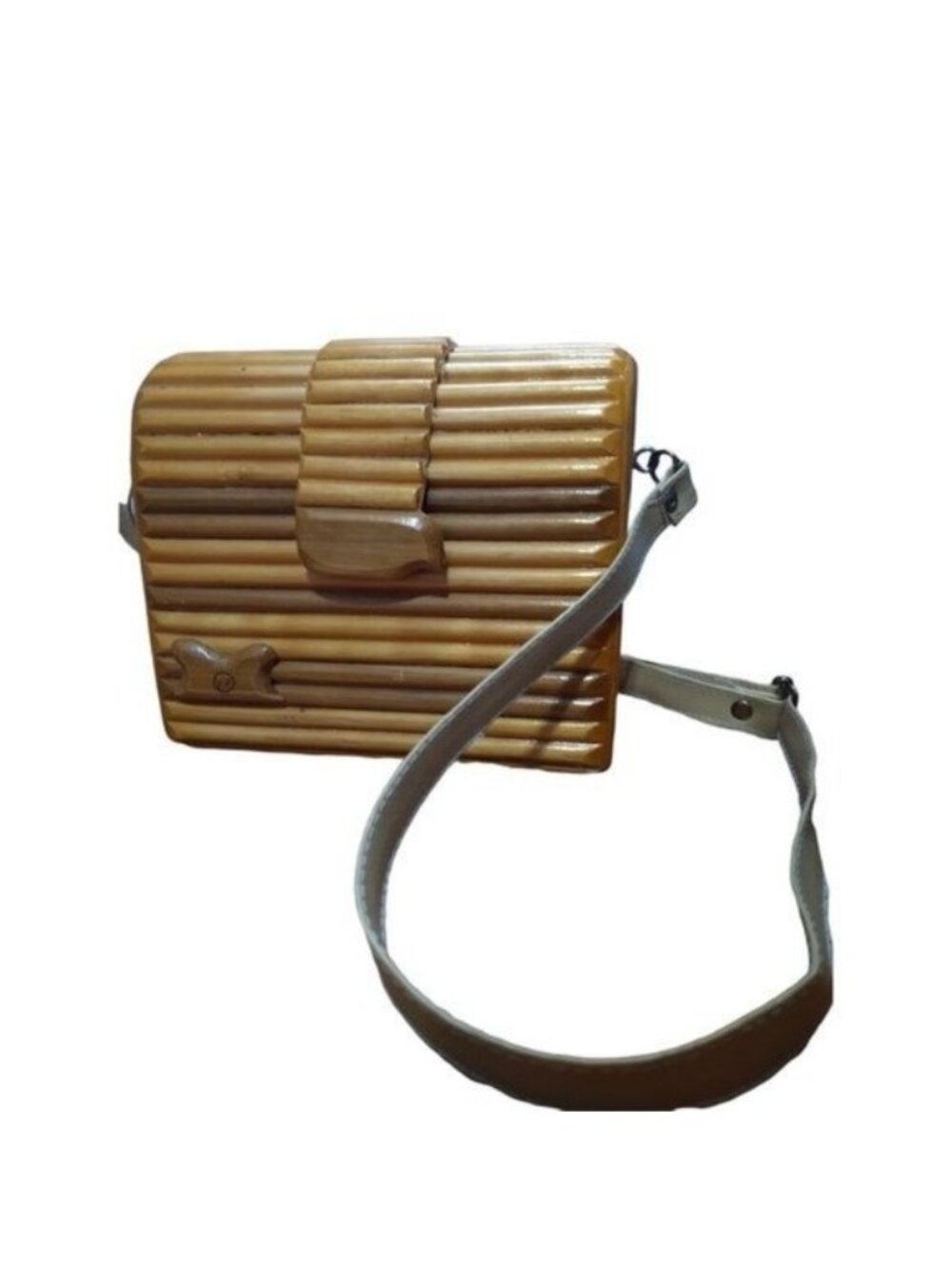 Vintage Wooden Boho Purse Cottagecore Shoulder Handbag
